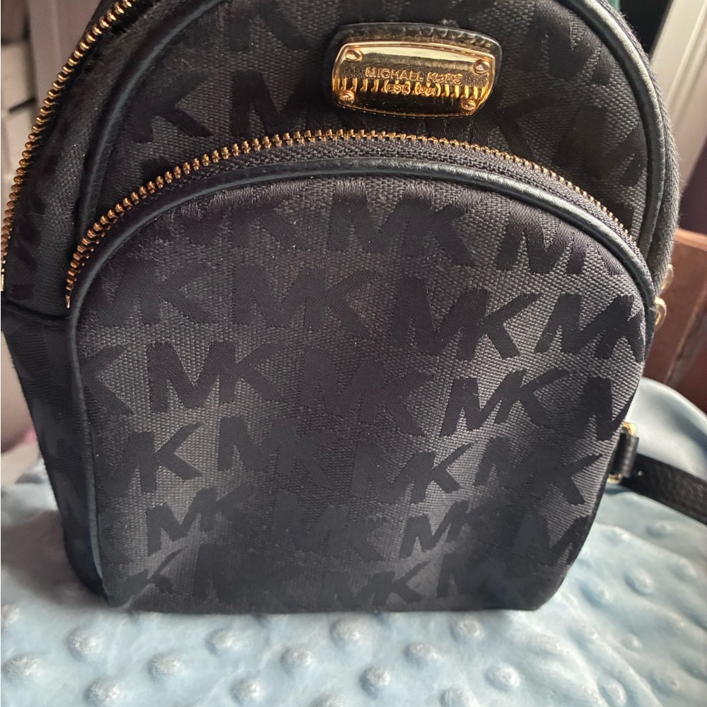 Michael Kors Black and Gold Logo Backpack - Picture 2 of 8
